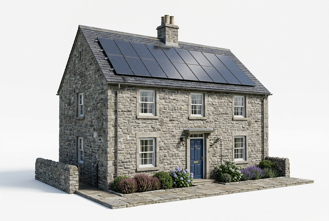 Scottish homeowner reviewing rising household energy bills and considering solar panels for a home in Scotland