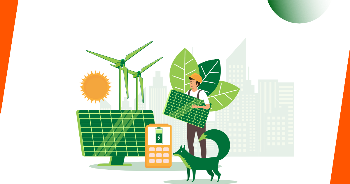 A Greenfox animation image showing the environmental impact of solar panels. 